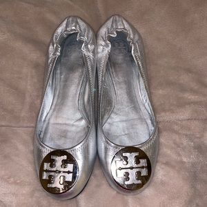 Authentic Tory Burch Silver Flats